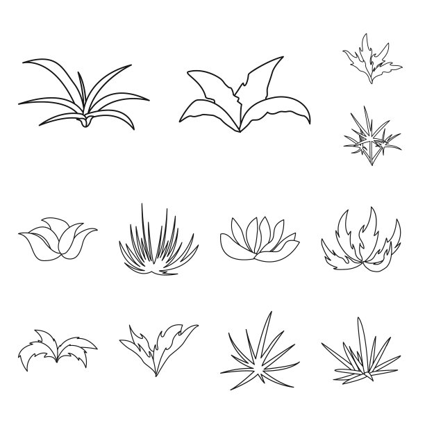 孤立对象树篱和灌木标志集图片下载