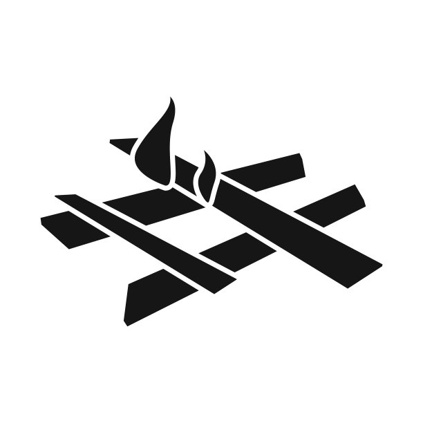 设计篝火和柴堆标志套装图片下载