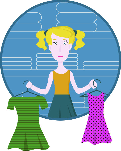 卡通体贴的女人拿着两条领带图片下载