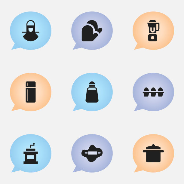 一套9可编辑的食物图标包括符号图片下载