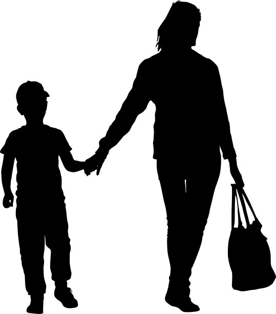 白色背景上幸福家庭的剪影图片下载