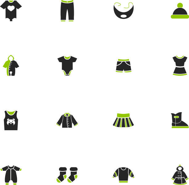婴儿服装图标套装图片下载