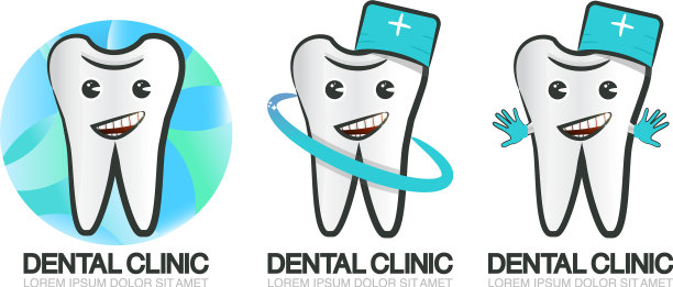 整套牙科诊所的标志图片下载