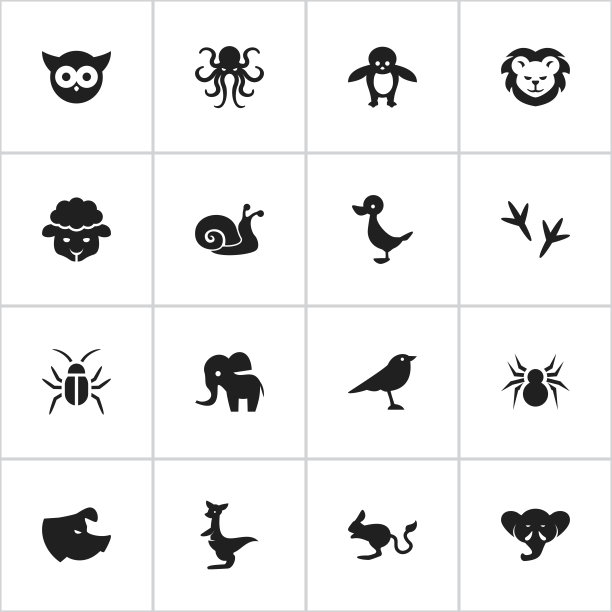一组16可编辑的动物学图标包括符号图片下载