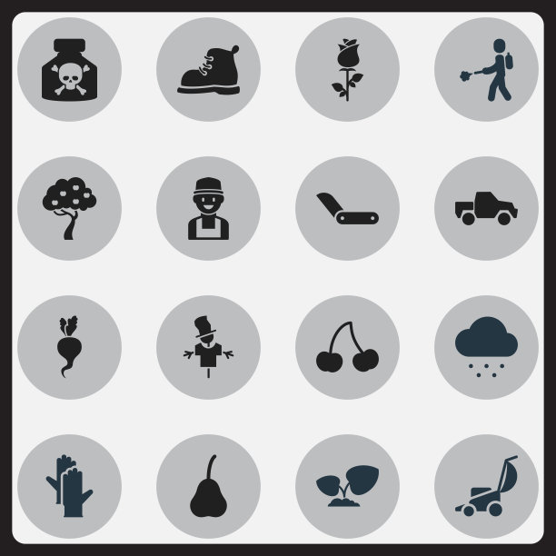 一套16可编辑的园艺图标包括图片下载