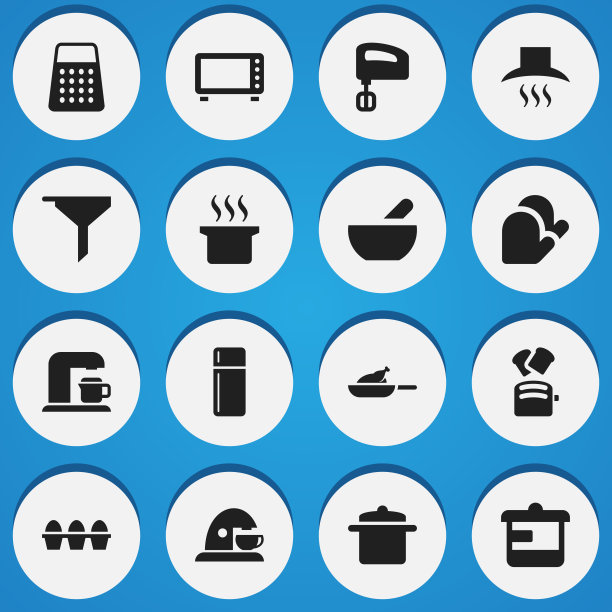 一套16可编辑的食物图标包括符号图片下载