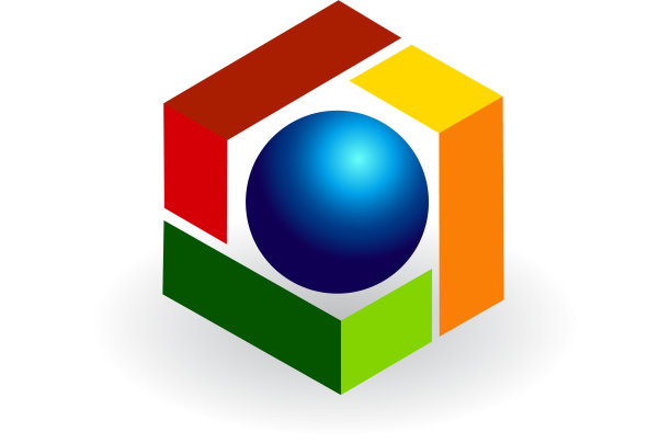 抽象的彩色立方体与球体图标图片下载