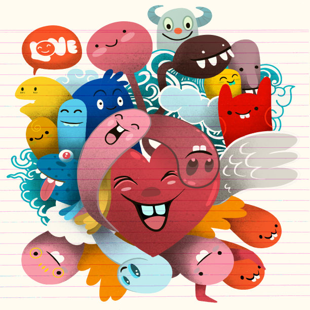 可爱的怪物群设置滑稽可爱的怪物图片下载