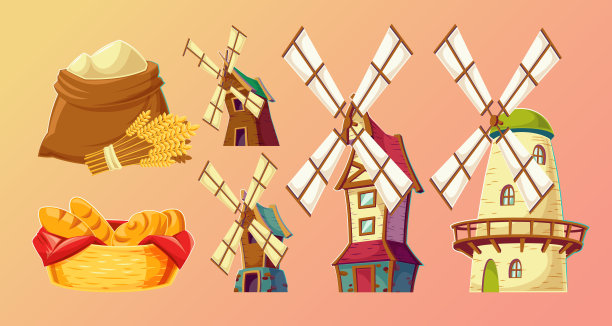 卡通传统老风车图片下载