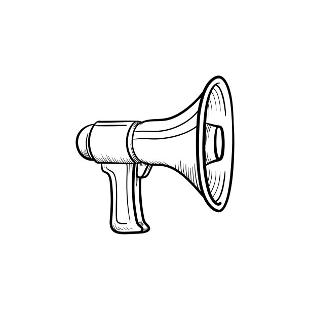 扩音器手画轮廓涂鸦图标图片下载