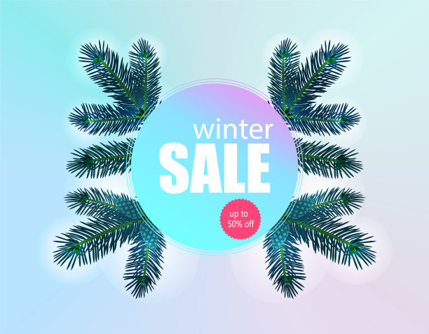 冬季销售横幅传单冷杉枝图片下载