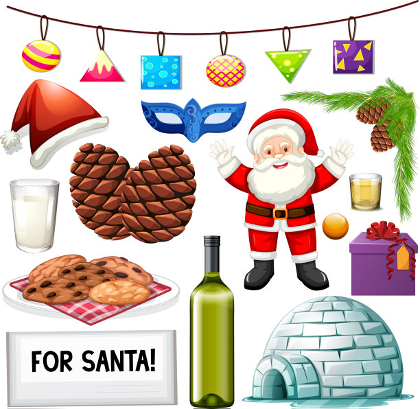 设置孤立的物体圣诞主题图片下载