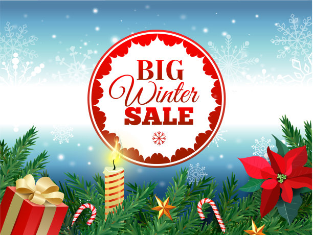 冬季特价标签横幅红色特价标签图片下载