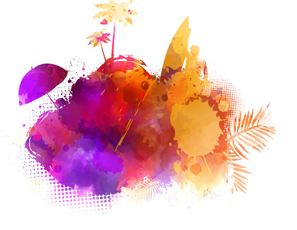 抽象的喷溅形状与剪影图片下载