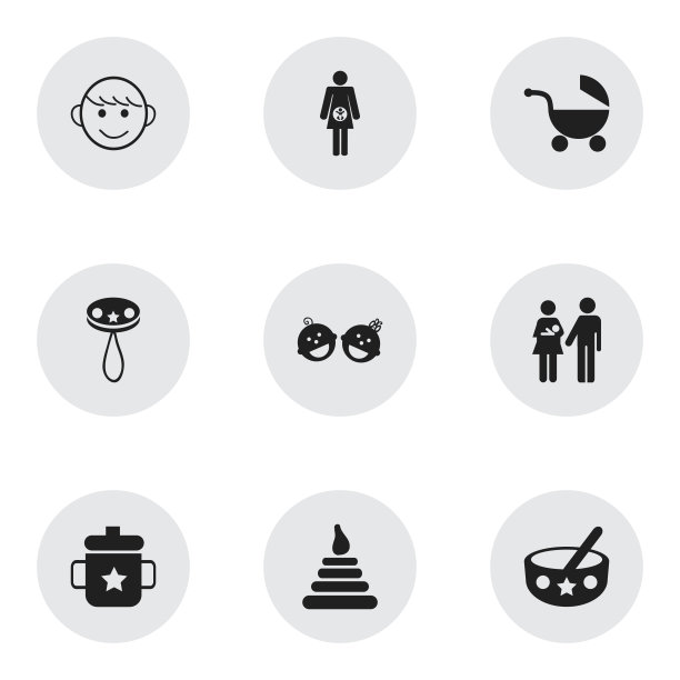 一套9可编辑的婴儿图标包括符号图片下载