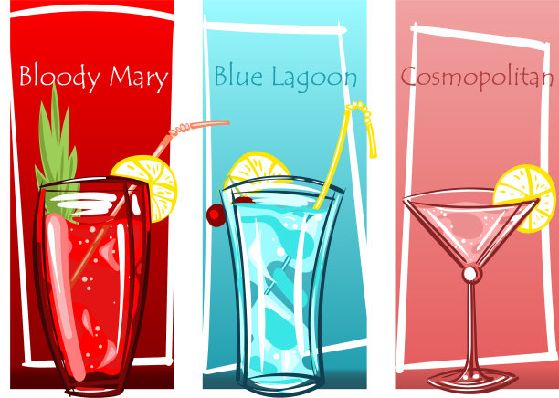 鸡尾酒自由手绘图片下载