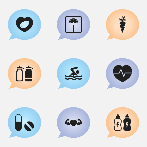 一组9可编辑的练习图标包括符号图片下载