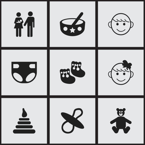 一套9可编辑的婴儿图标包括符号图片下载