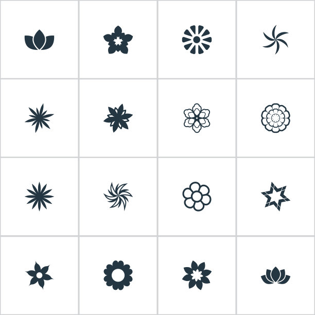 一组简单的花图标图片下载