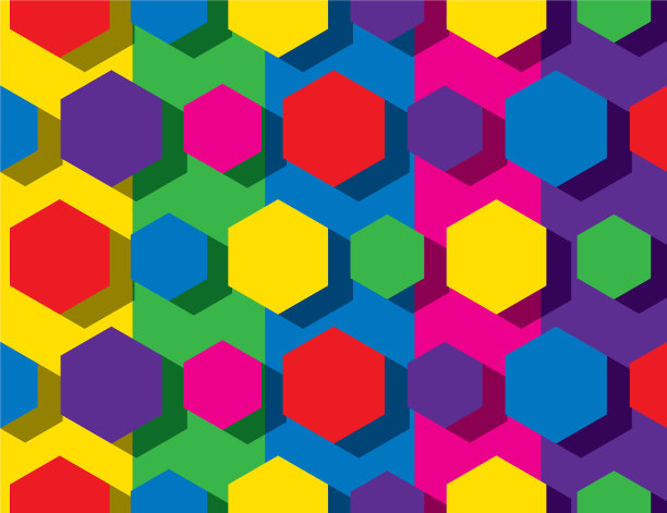 色彩斑斓的六角模式图片下载