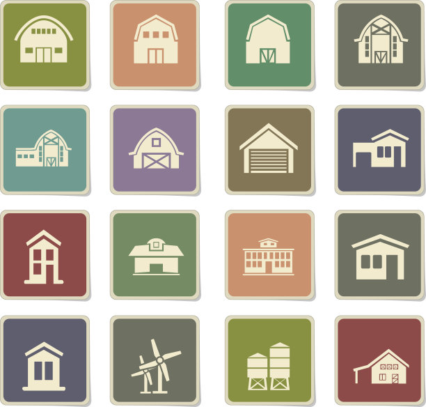 农场建筑图标集图片下载