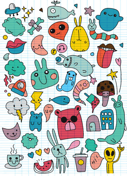 手绘涂鸦卡哇伊塞可爱的补丁图片下载