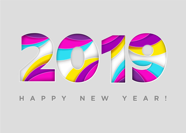 2019年新年快乐贺卡剪纸图片下载