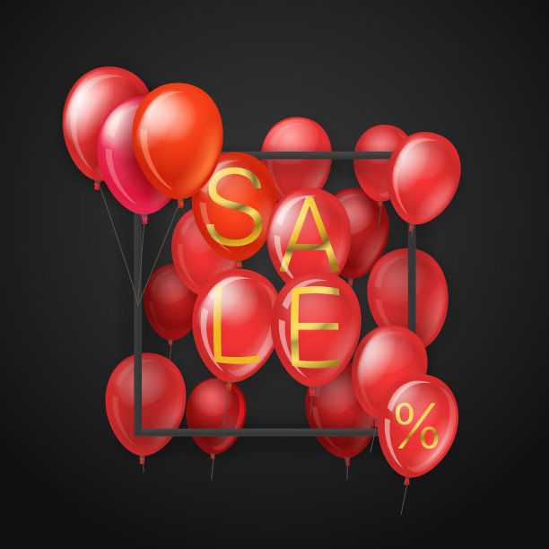 大促销概念，在黑暗中放飞红色气球图片下载