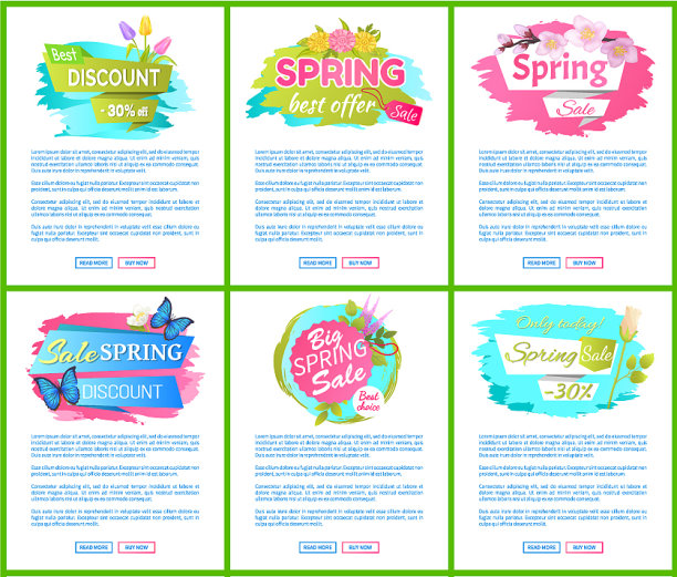 春季促销广告标签上标着郁金香花束图片下载