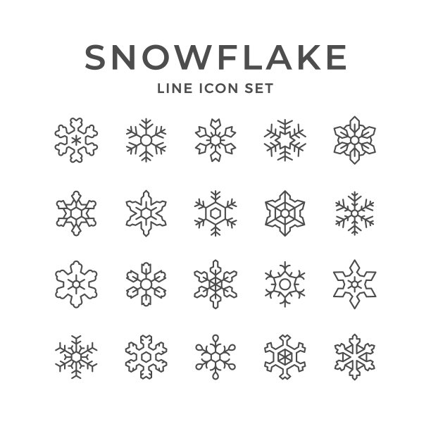 雪花线性图标合集图片下载