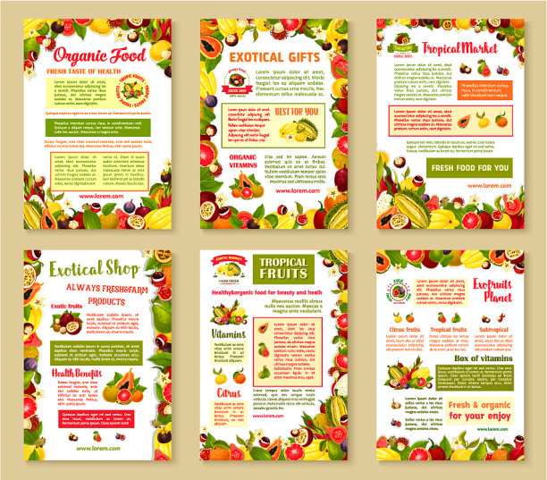 一套热带奇异水果海报图片下载