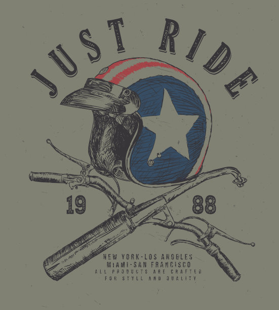 草图美国头盔t恤印花与把手杆图片下载