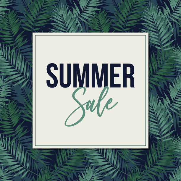 夏季销售网络横幅海报与热带图片下载