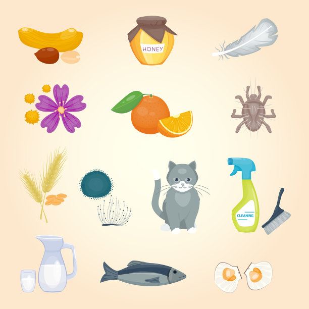 过敏是疾病、保健食品病毒的标志图片下载