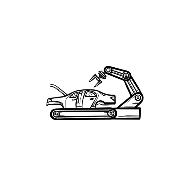 汽车工厂用机械手手绘轮廓图片下载