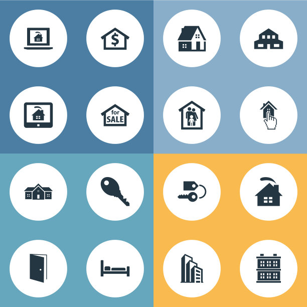 一套简单的地产图标图片下载