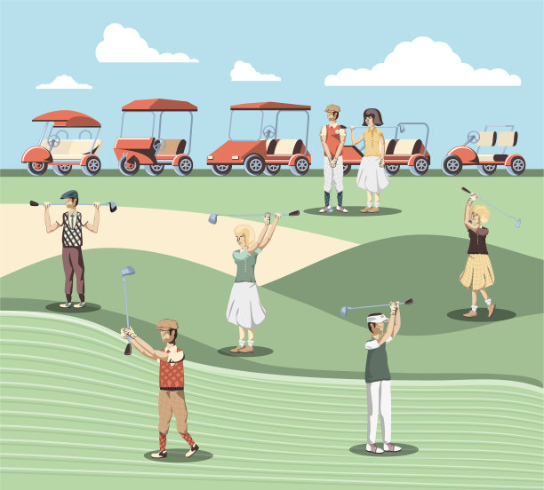 高尔夫球手们在球场上图片下载