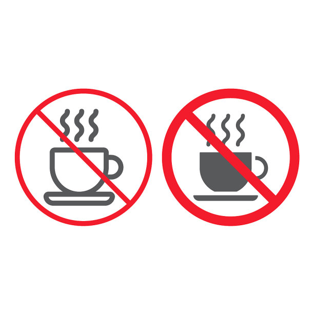 禁止咖啡杯线条图标图片下载