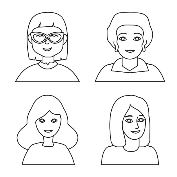 孤立物体人和肖像标志设置图片下载