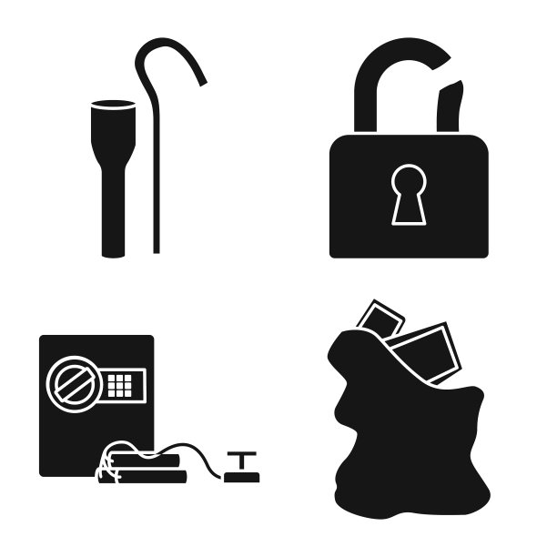 设计强盗和恶棍符号集图片下载