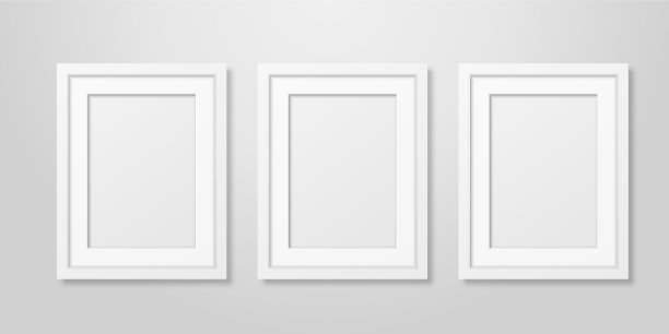 三个现实的mofern内部白色空白图片下载