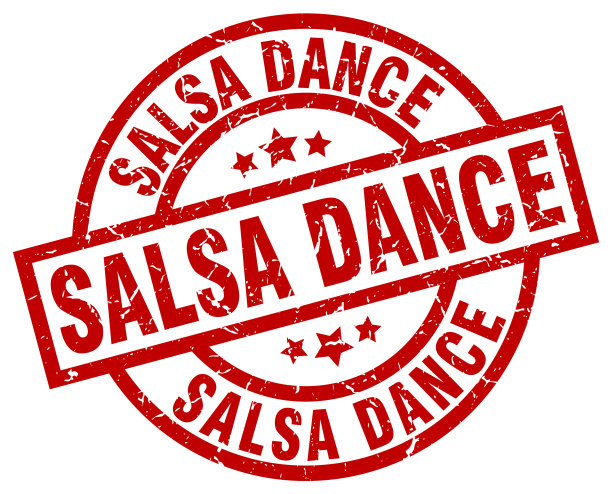萨尔萨舞圆形红色grunge邮票图片下载