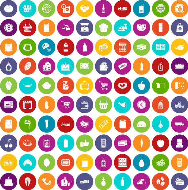 100个超市图标设置颜色图片下载