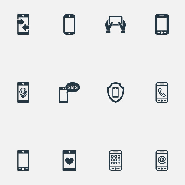 一组简单的智能手机图标图片下载