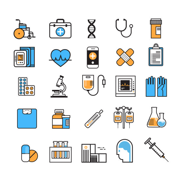 医用图标设细线医用设备标志图片下载