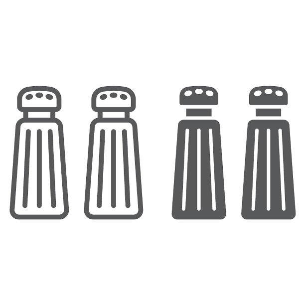 盐和胡椒瓶线和字形图标图片下载