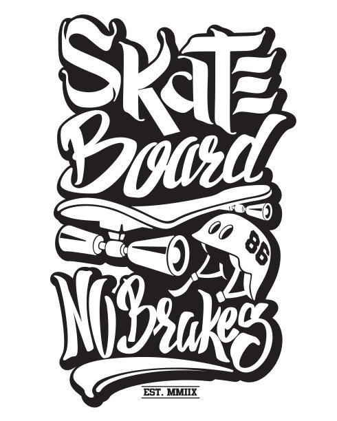 滑板印刷t恤图形图片下载