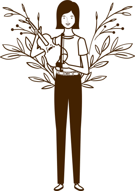 剪影女子与小提琴在白色图片下载