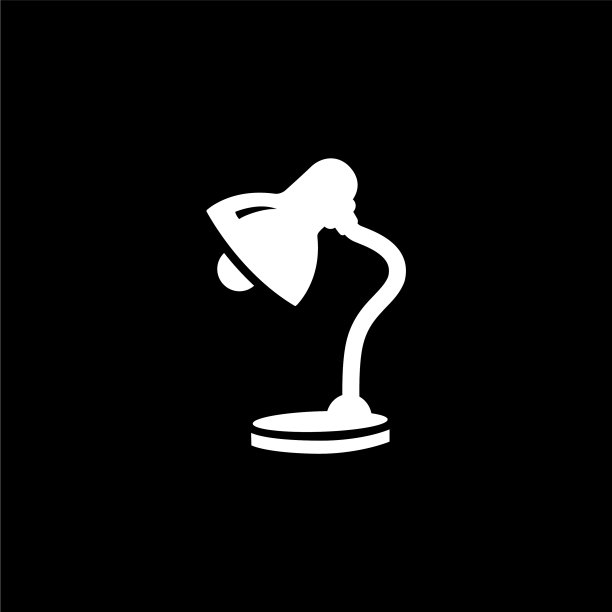 台灯图标上的黑色背景是黑色的平面图片下载