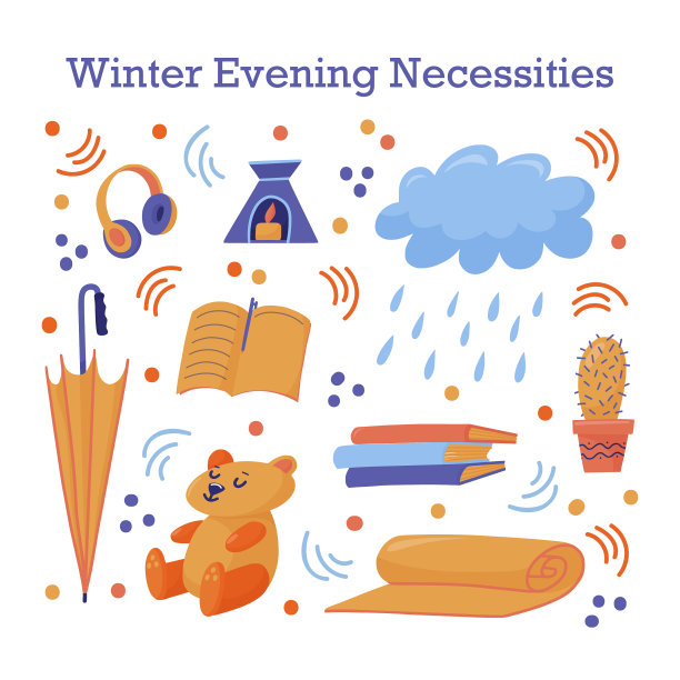 可爱的贴纸一套晚秋冬季必需品图片下载